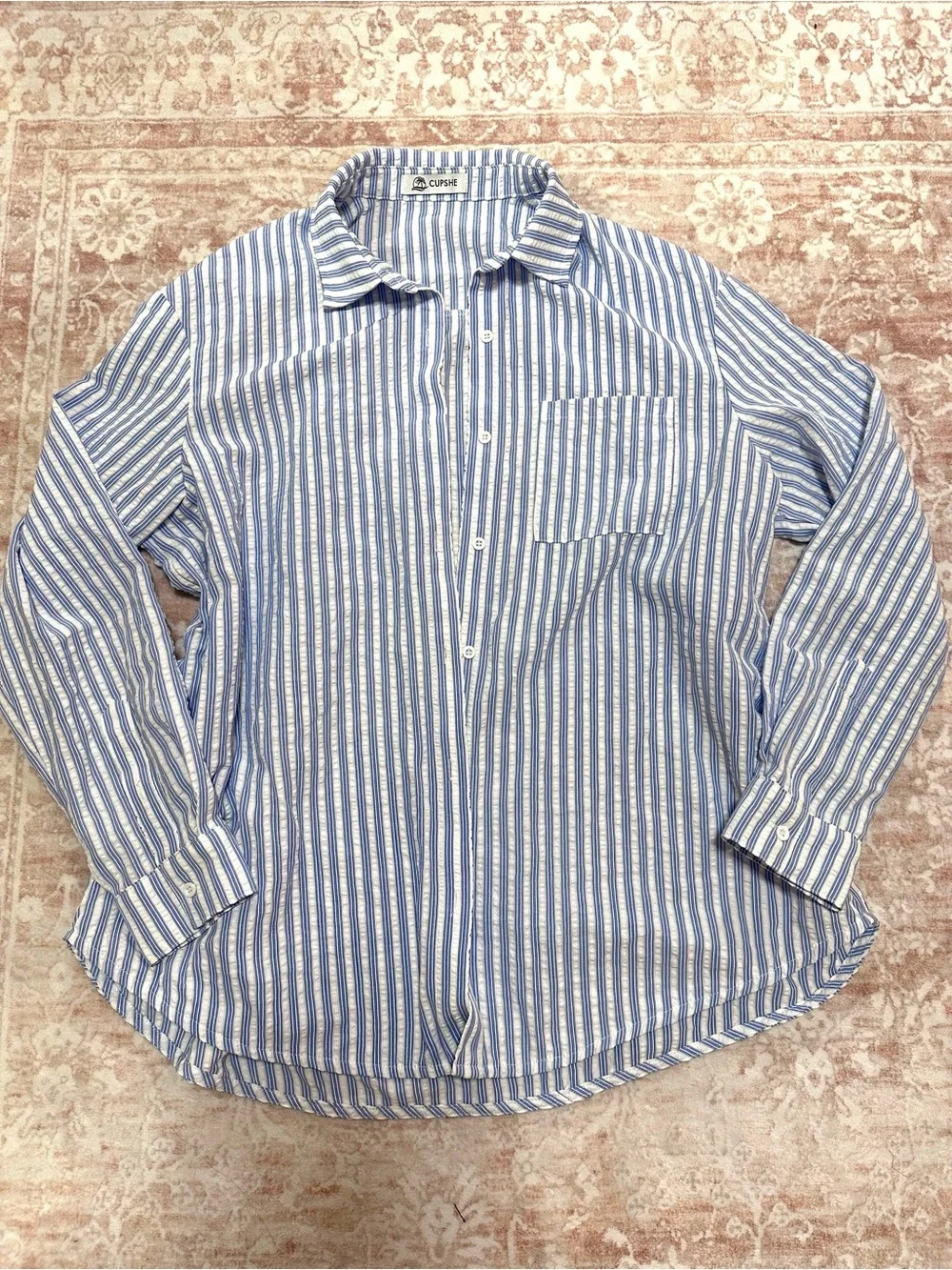 Cupshe 🩵 Swim Cover Up Striped Long Sleeve
